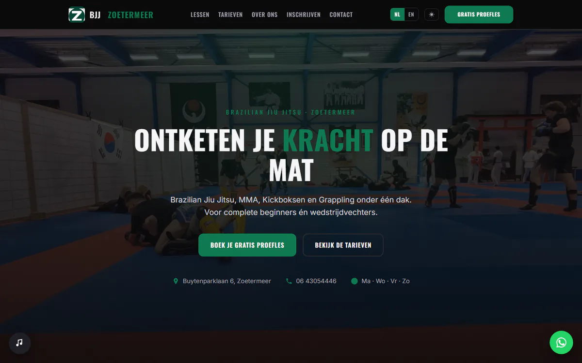 Homepage of the BJJ Zoetermeer website
