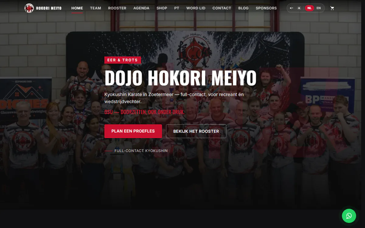 Homepage of the Dojo Hokori Meiyo website