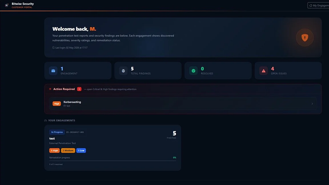 Customer portal dashboard